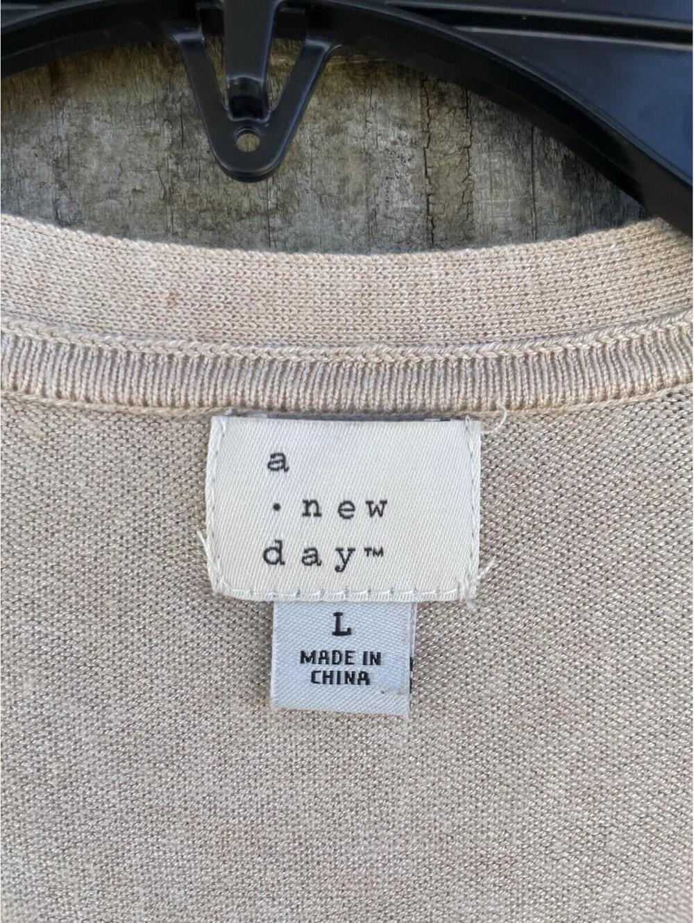 A New Day Large Beige Open Front Cardigan - Picture 4 of 6